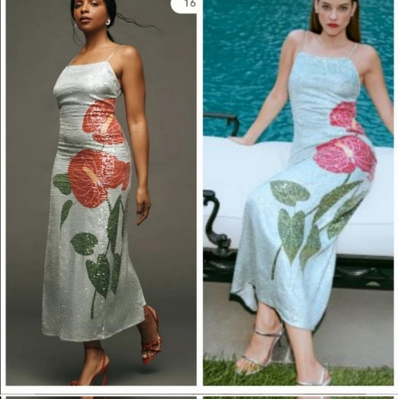 FARM Rio Dresses & Skirts - Farm Rio Blue Flower Sequin Maxidress